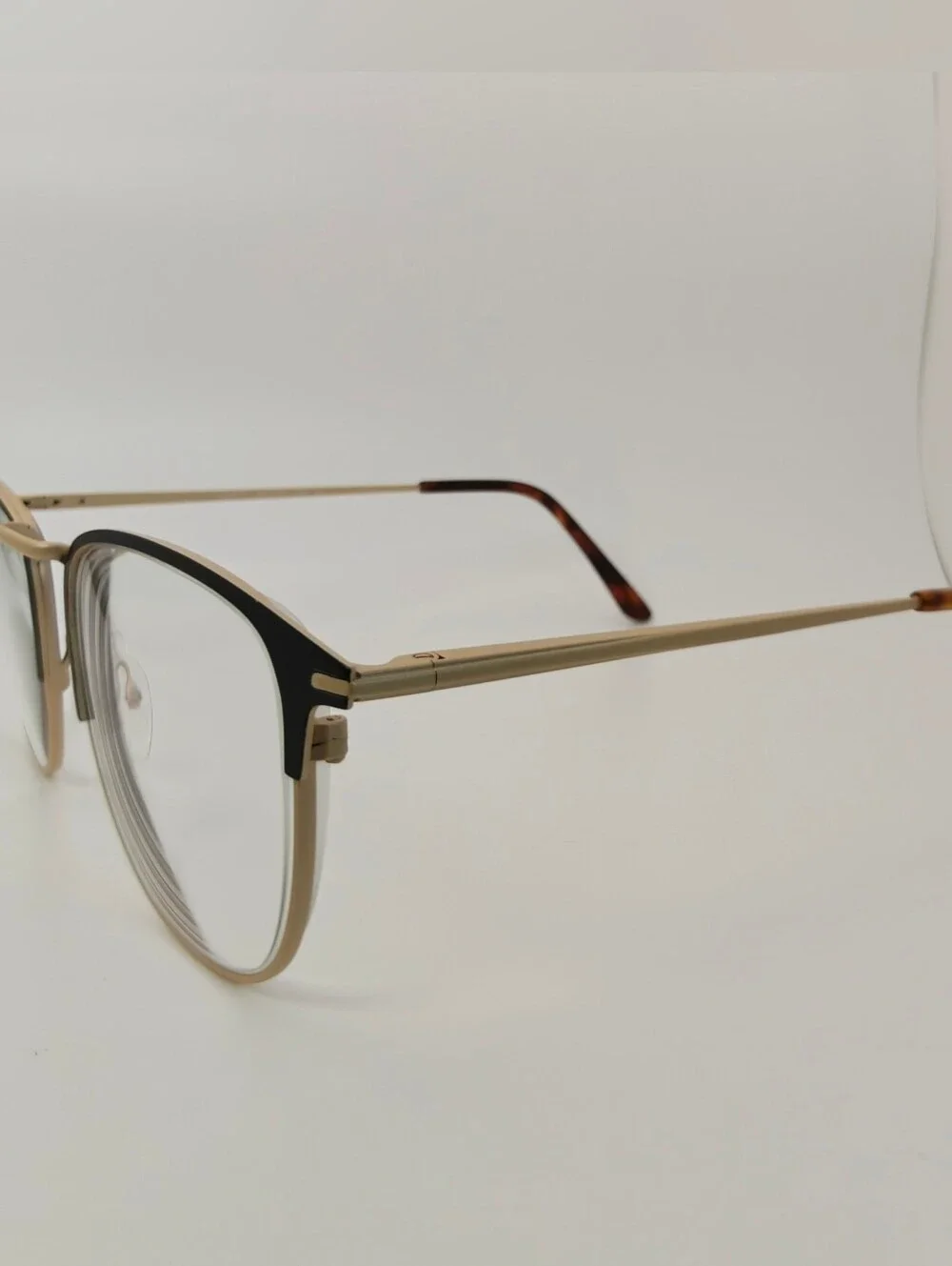 Poppy. Classic Two-Tone Round Metal Eyeglasses - Black & Mauve